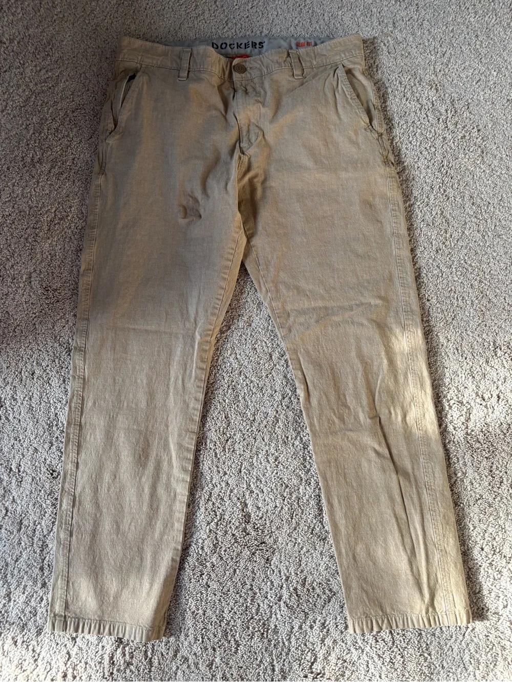 Dockers Smart 360 Flex Beige Slim Fit Stretch Twill Chino Pants Men’s 34x30